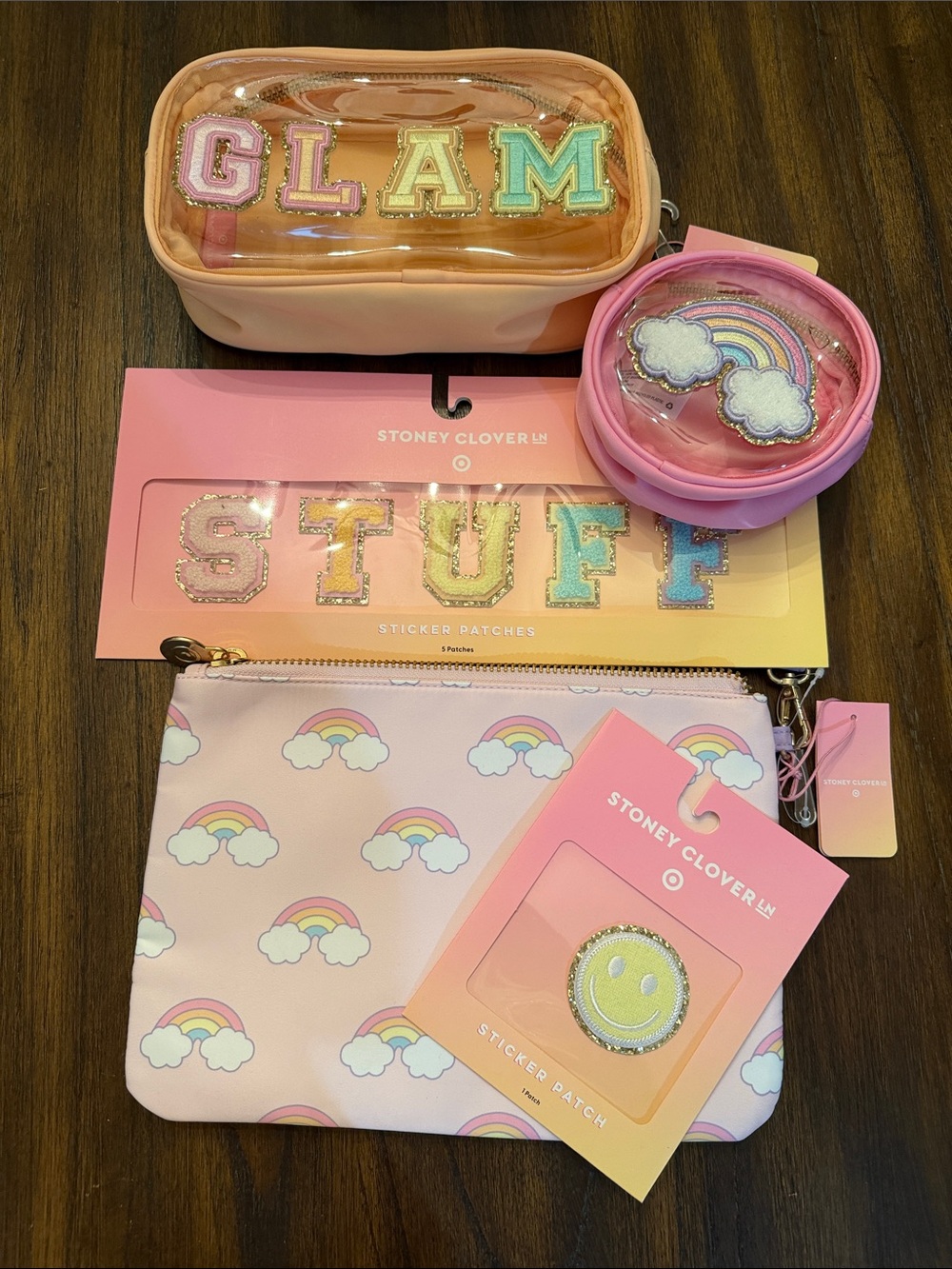 Stoney Clover Lane Target Collab Pink Rainbow Patch Pouch & Cosmetic Set